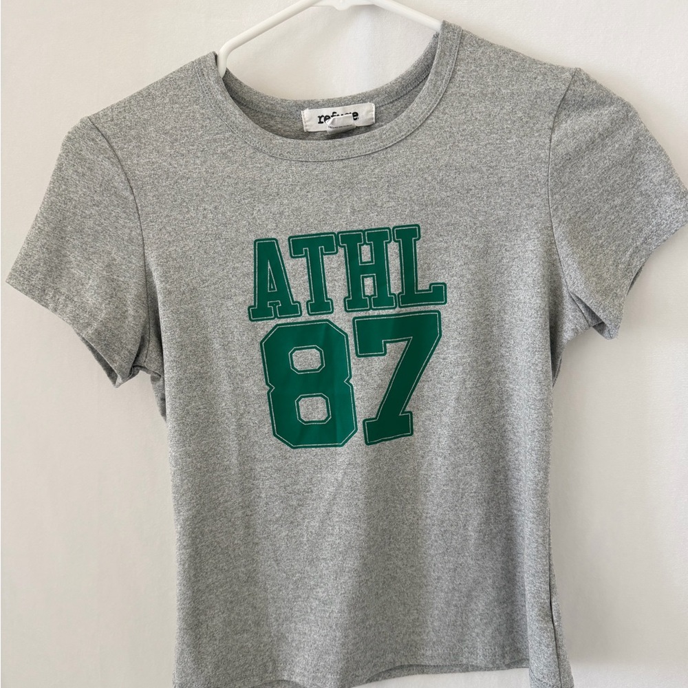 Gray T-Shirt with Green ATHL 87 Print